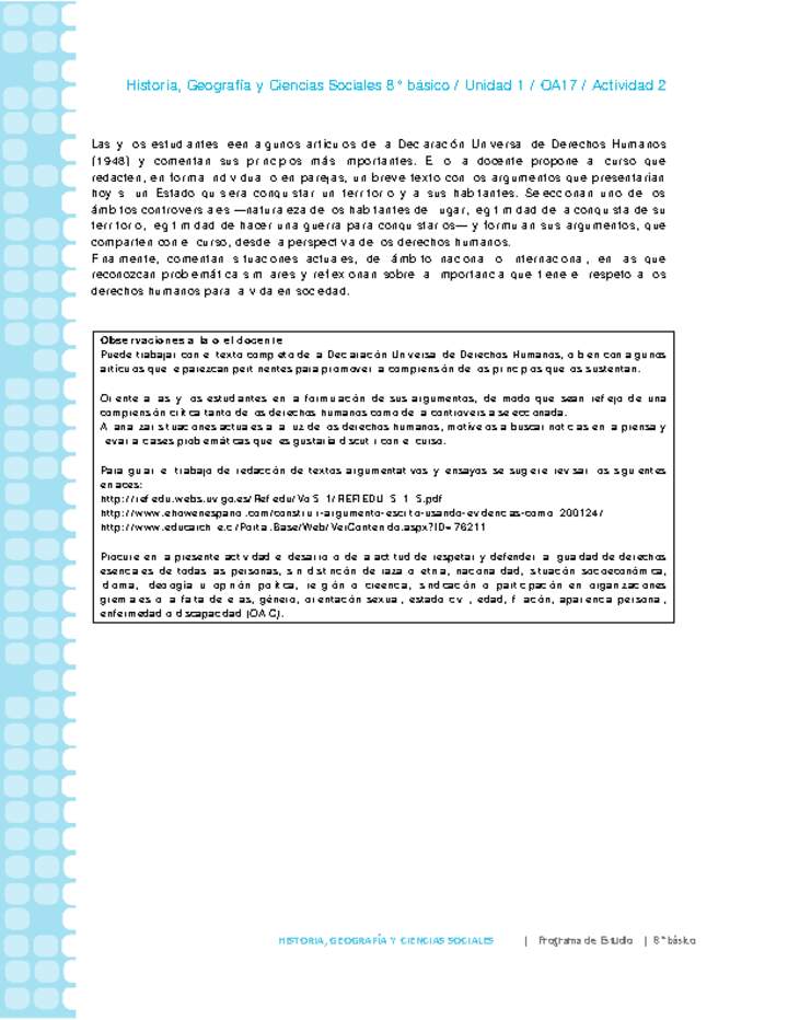 Historia 8° básico-Unidad 1-OA17-Actividad 2 Historia 8° básico-Unidad 1-OA17-Actividad 2