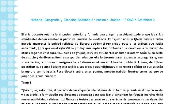 Historia 8° básico-Unidad 1-OA2-Actividad 2 Historia 8° básico-Unidad 1-OA2-Actividad 2