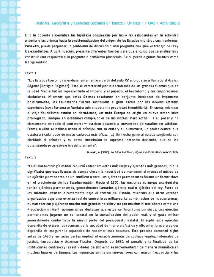 Historia 8° básico-Unidad 1-OA3-Actividad 2 Historia 8° básico-Unidad 1-OA3-Actividad 2
