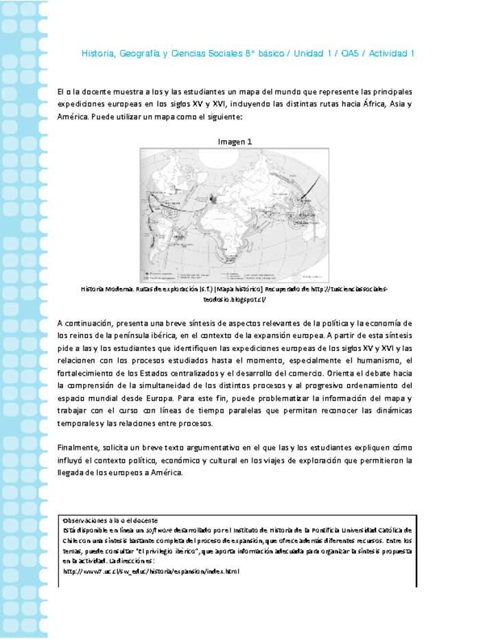 Historia 8° básico-Unidad 1-OA5-Actividad 1 Historia 8° básico-Unidad 1-OA5-Actividad 1