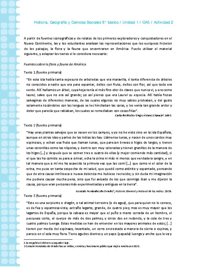 Historia 8° básico-Unidad 1-OA5-Actividad 2 Historia 8° básico-Unidad 1-OA5-Actividad 2