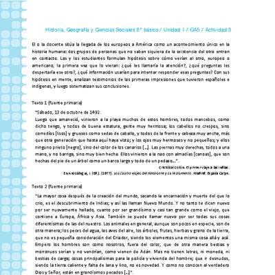 Historia 8° básico-Unidad 1-OA5-Actividad 3 Historia 8° básico-Unidad 1-OA5-Actividad 3