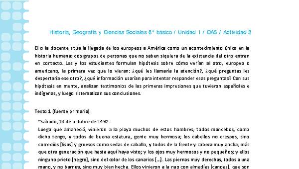 Historia 8° básico-Unidad 1-OA5-Actividad 3 Historia 8° básico-Unidad 1-OA5-Actividad 3