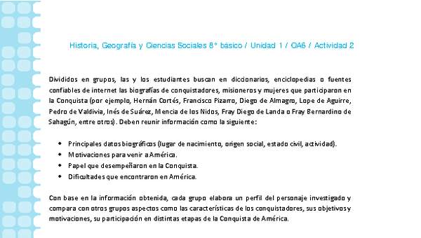 Historia 8° básico-Unidad 1-OA6-Actividad 2 Historia 8° básico-Unidad 1-OA6-Actividad 2