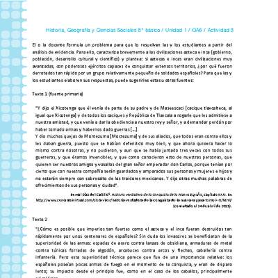 Historia 8° básico-Unidad 1-OA6-Actividad 3 Historia 8° básico-Unidad 1-OA6-Actividad 3