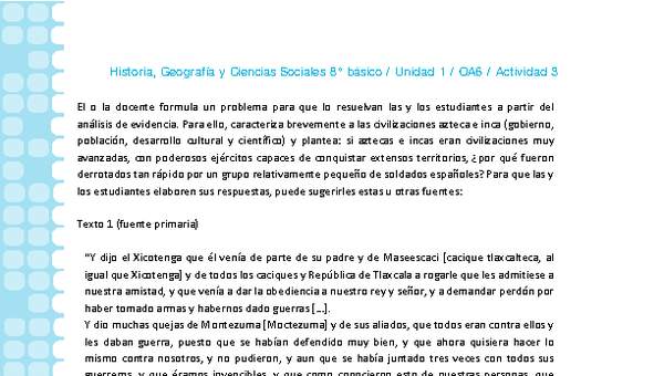 Historia 8° básico-Unidad 1-OA6-Actividad 3 Historia 8° básico-Unidad 1-OA6-Actividad 3