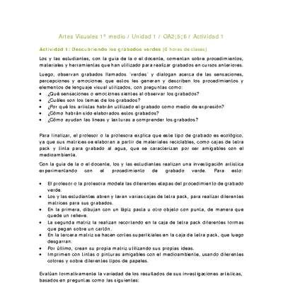 Artes Visuales 1 medio-Unidad 1-OA2;5;6-Actividad 1 Artes Visuales 1 medio-Unidad 1-OA2;5;6-Actividad 1