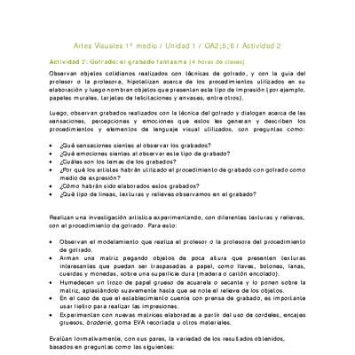 Artes Visuales 1 medio-Unidad 1-OA2;5;6-Actividad 2 Artes Visuales 1 medio-Unidad 1-OA2;5;6-Actividad 2
