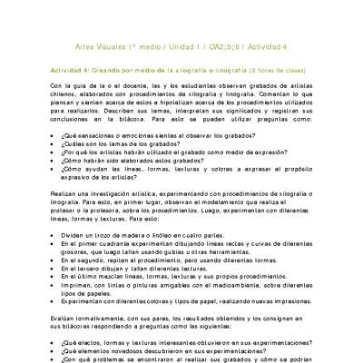 Artes Visuales 1 medio-Unidad 1-OA2;5;6-Actividad 4 Artes Visuales 1 medio-Unidad 1-OA2;5;6-Actividad 4