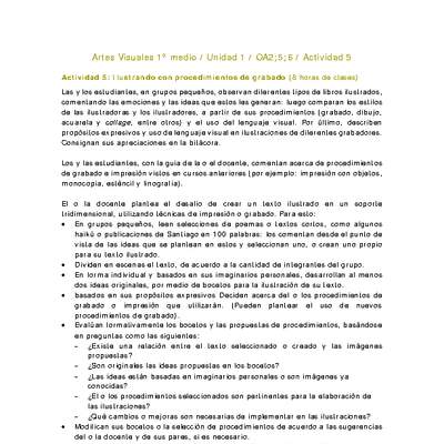 Artes Visuales 1 medio-Unidad 1-OA2;5;6-Actividad 5 Artes Visuales 1 medio-Unidad 1-OA2;5;6-Actividad 5