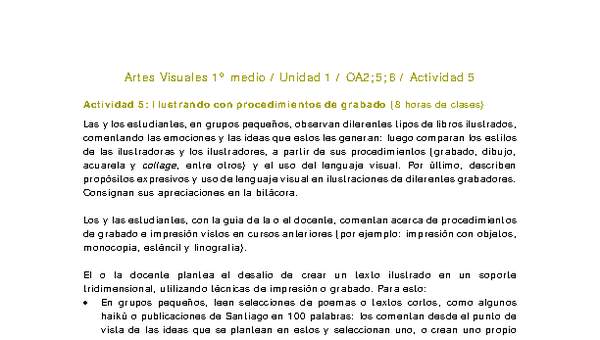 Artes Visuales 1 medio-Unidad 1-OA2;5;6-Actividad 5 Artes Visuales 1 medio-Unidad 1-OA2;5;6-Actividad 5