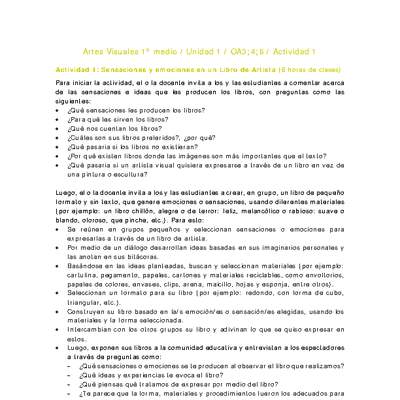 Artes Visuales 1 medio-Unidad 1-OA3;4;6-Actividad 1 Artes Visuales 1 medio-Unidad 1-OA3;4;6-Actividad 1