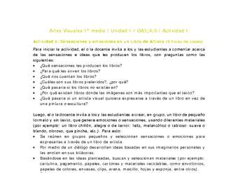 Artes Visuales 1 medio-Unidad 1-OA3;4;6-Actividad 1 Artes Visuales 1 medio-Unidad 1-OA3;4;6-Actividad 1