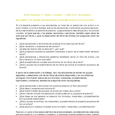 Artes Visuales 1 medio-Unidad 1-OA3;4;6-Actividad 2 Artes Visuales 1 medio-Unidad 1-OA3;4;6-Actividad 2