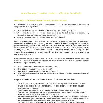 Artes Visuales 1 medio-Unidad 1-OA3;4;6-Actividad 3 Artes Visuales 1 medio-Unidad 1-OA3;4;6-Actividad 3