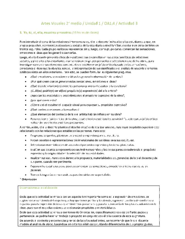 Artes Visuales 2 medio-Unidad 1-OA1;4-Actividad 3 Artes Visuales 2 medio-Unidad 1-OA1;4-Actividad 3