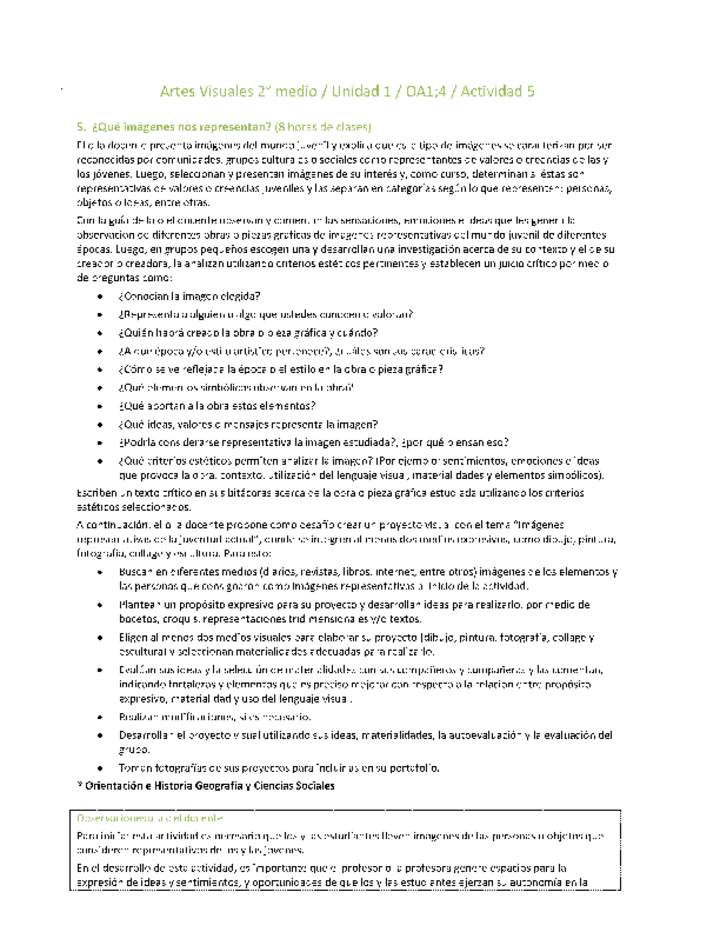 Artes Visuales 2 medio-Unidad 1-OA1;4-Actividad 5 Artes Visuales 2 medio-Unidad 1-OA1;4-Actividad 5