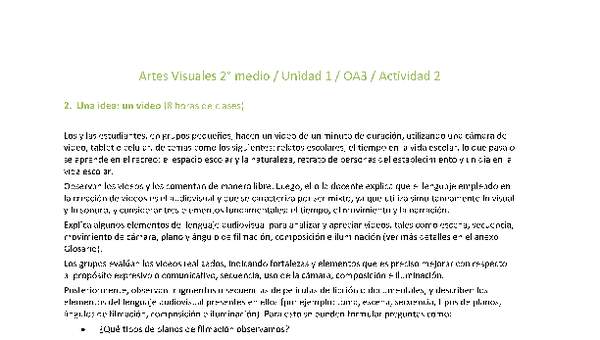 Artes Visuales 2 medio-Unidad 1-OA3-Actividad 2 Artes Visuales 2 medio-Unidad 1-OA3-Actividad 2