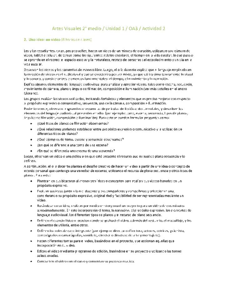 Artes Visuales 2 medio-Unidad 1-OA3-Actividad 2 Artes Visuales 2 medio-Unidad 1-OA3-Actividad 2