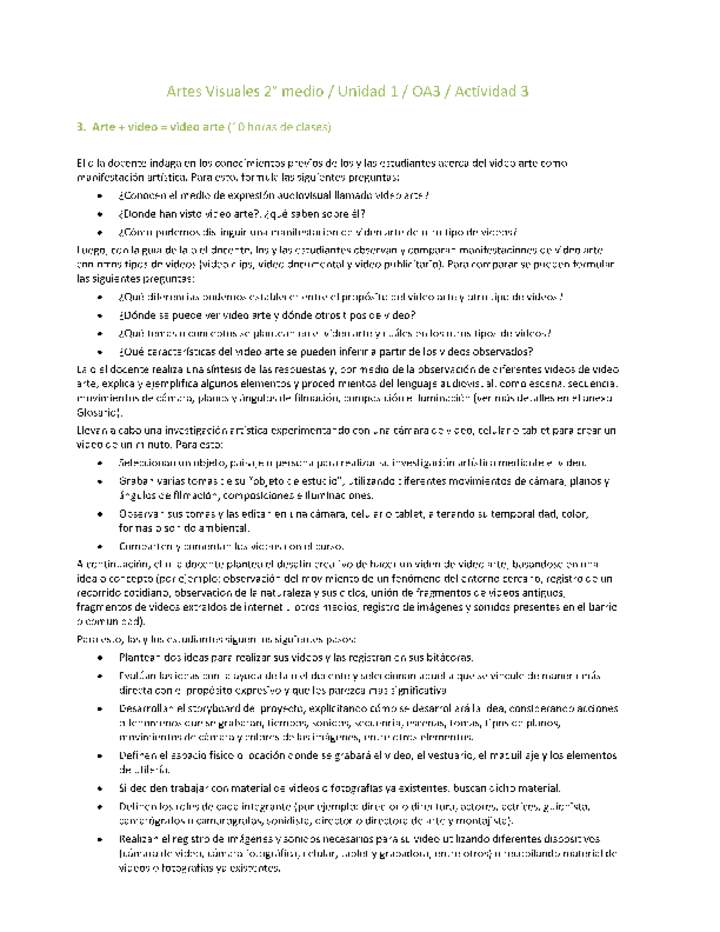 Artes Visuales 2 medio-Unidad 1-OA3-Actividad 3 Artes Visuales 2 medio-Unidad 1-OA3-Actividad 3
