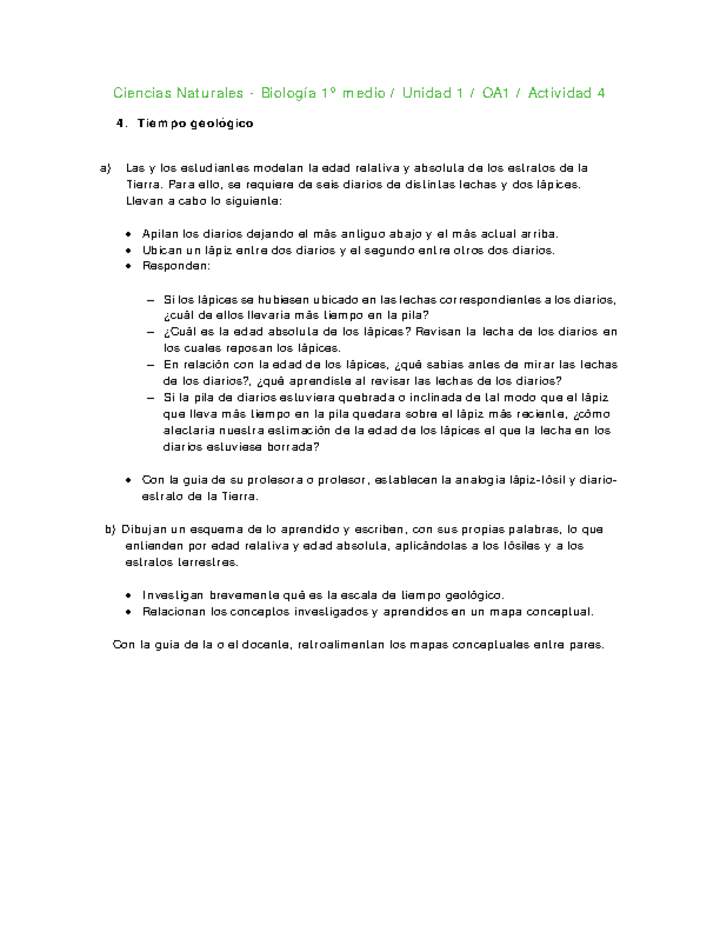 Ciencias Naturales 1 medio-Unidad 1-OA1-Actividad 4 Ciencias Naturales 1 medio-Unidad 1-OA1-Actividad 4