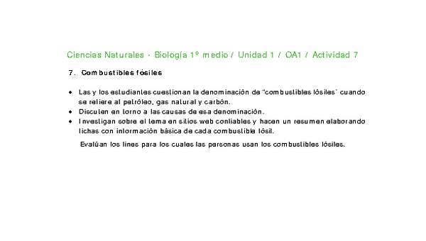 Ciencias Naturales 1 medio-Unidad 1-OA1-Actividad 7 Ciencias Naturales 1 medio-Unidad 1-OA1-Actividad 7