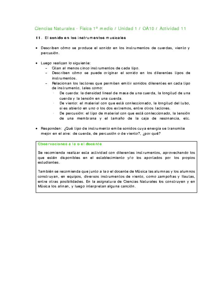 Ciencias Naturales 1 medio-Unidad 1-OA10-Actividad 11 Ciencias Naturales 1 medio-Unidad 1-OA10-Actividad 11