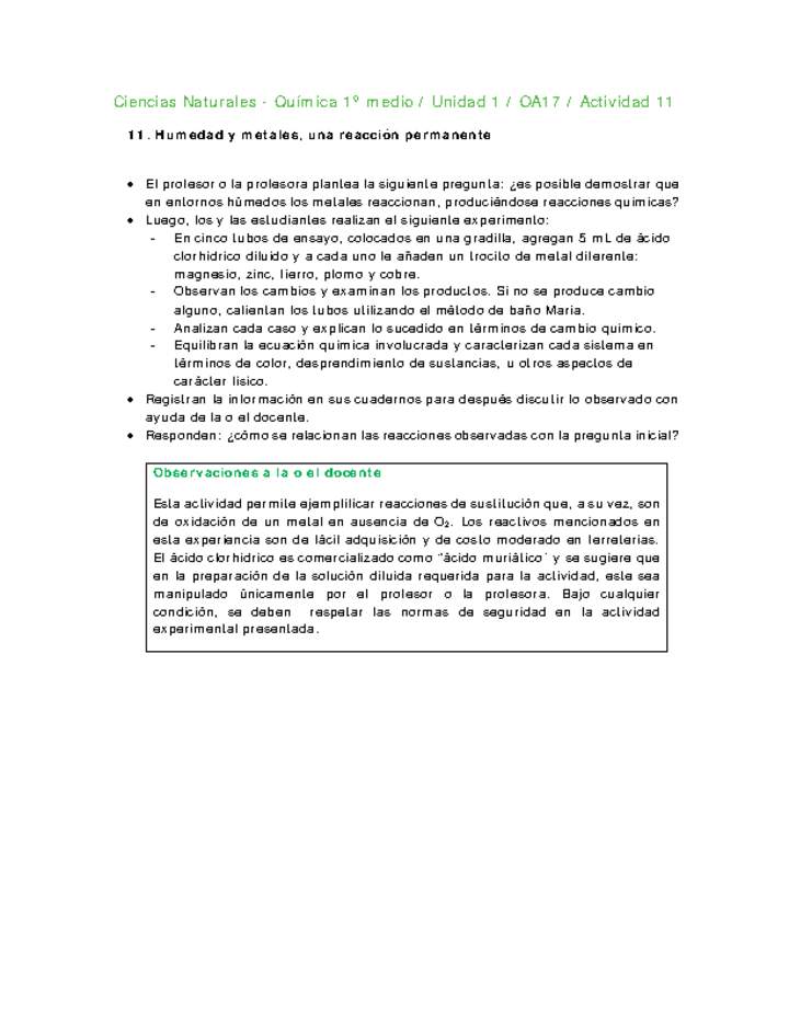 Ciencias Naturales 1 medio-Unidad 1-OA17-Actividad 11 Ciencias Naturales 1 medio-Unidad 1-OA17-Actividad 11