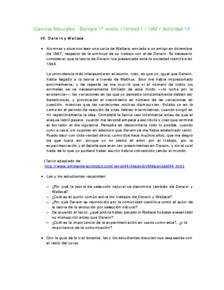 Ciencias Naturales 1 medio-Unidad 1-OA2-Actividad 10 Ciencias Naturales 1 medio-Unidad 1-OA2-Actividad 10