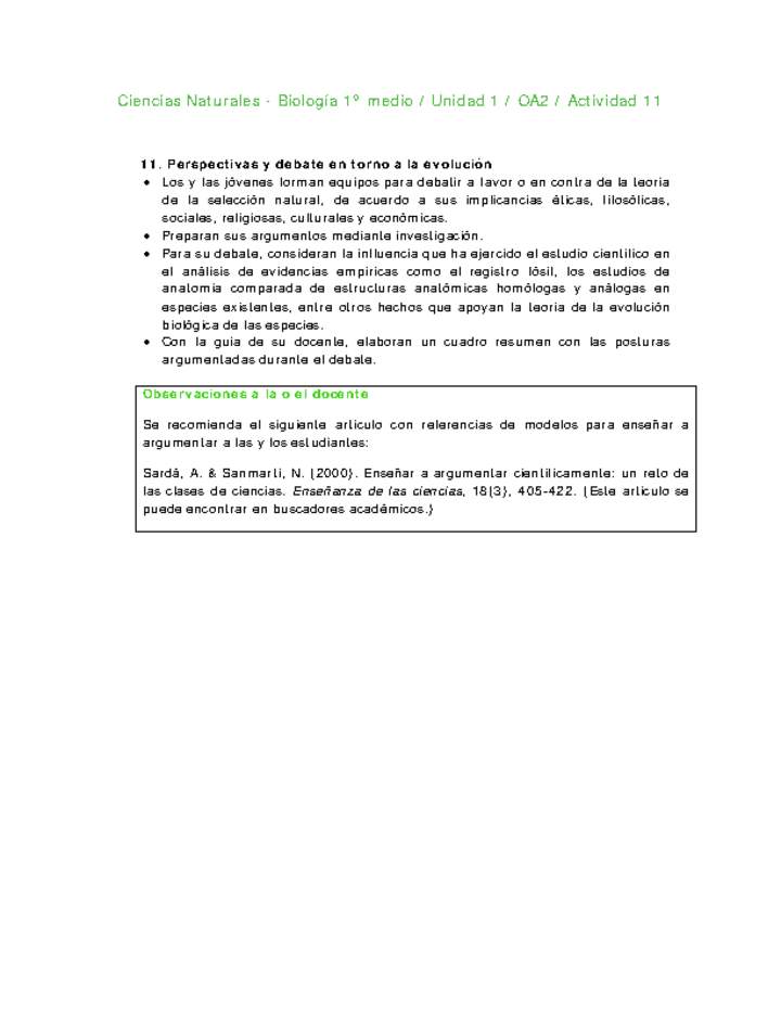 Ciencias Naturales 1 medio-Unidad 1-OA2-Actividad 11 Ciencias Naturales 1 medio-Unidad 1-OA2-Actividad 11