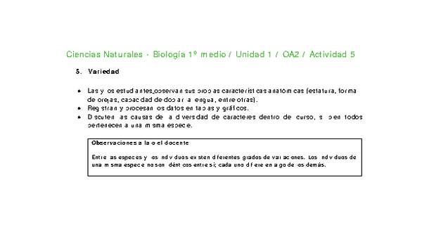 Ciencias Naturales 1 medio-Unidad 1-OA2-Actividad 5 Ciencias Naturales 1 medio-Unidad 1-OA2-Actividad 5
