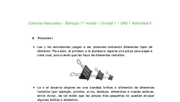 Ciencias Naturales 1 medio-Unidad 1-OA2-Actividad 6 Ciencias Naturales 1 medio-Unidad 1-OA2-Actividad 6