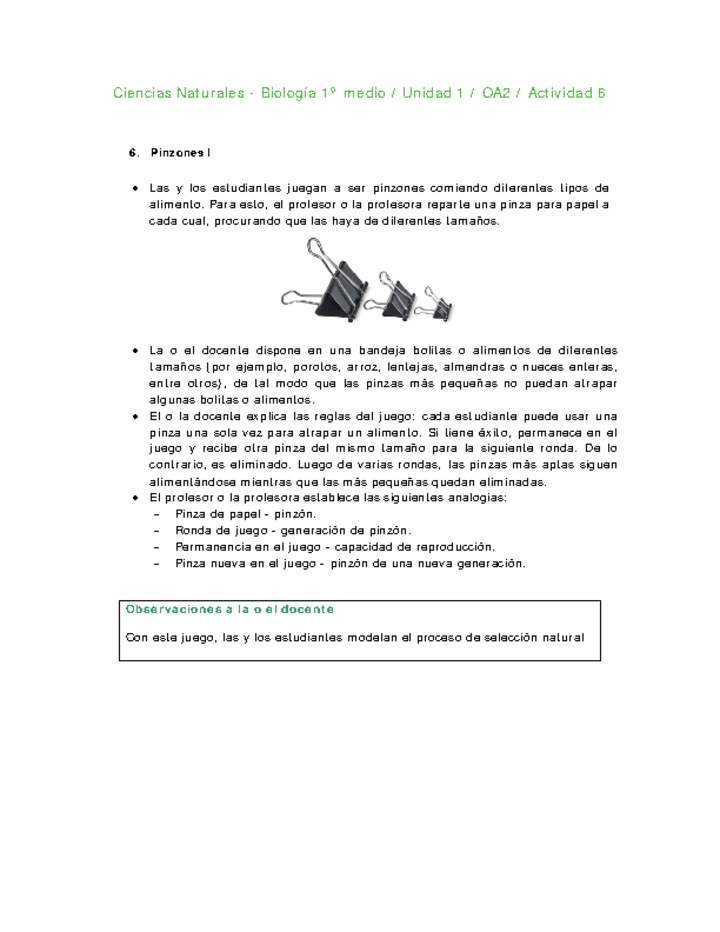 Ciencias Naturales 1 medio-Unidad 1-OA2-Actividad 6 Ciencias Naturales 1 medio-Unidad 1-OA2-Actividad 6