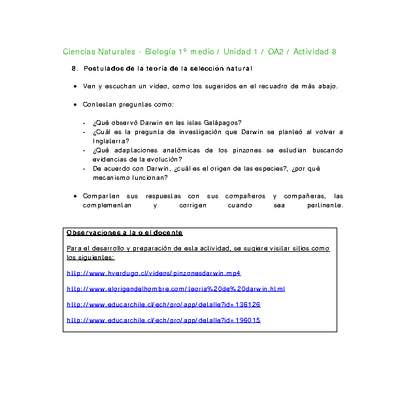 Ciencias Naturales 1 medio-Unidad 1-OA2-Actividad 8 Ciencias Naturales 1 medio-Unidad 1-OA2-Actividad 8