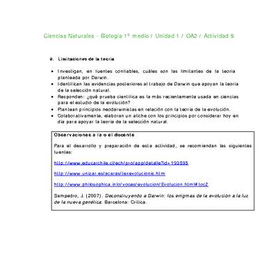 Ciencias Naturales 1 medio-Unidad 1-OA2-Actividad 9 Ciencias Naturales 1 medio-Unidad 1-OA2-Actividad 9