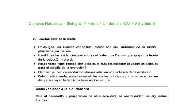 Ciencias Naturales 1 medio-Unidad 1-OA2-Actividad 9 Ciencias Naturales 1 medio-Unidad 1-OA2-Actividad 9