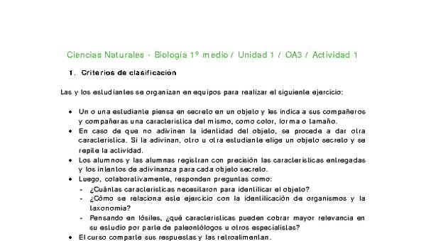 Ciencias Naturales 1 medio-Unidad 1-OA3-Actividad 1 Ciencias Naturales 1 medio-Unidad 1-OA3-Actividad 1
