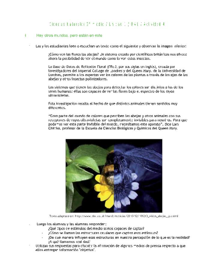 Ciencias Naturales 2 medio-Unidad 1-OA1-Actividad 4 Ciencias Naturales 2 medio-Unidad 1-OA1-Actividad 4