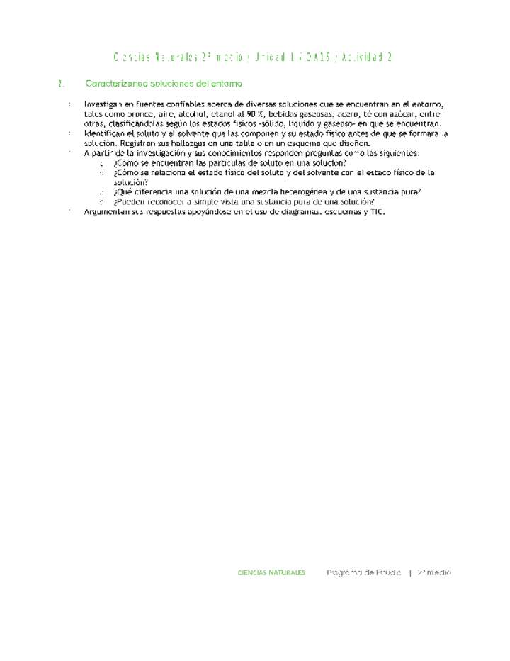Ciencias Naturales 2 medio-Unidad 1-OA15-Actividad 2 Ciencias Naturales 2 medio-Unidad 1-OA15-Actividad 2