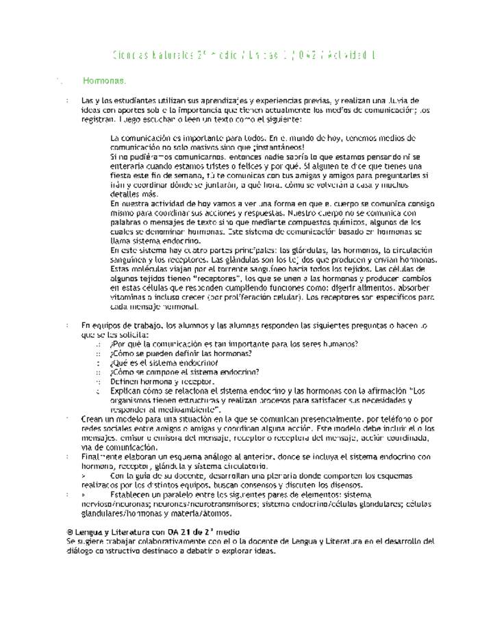 Ciencias Naturales 2 medio-Unidad 1-OA2-Actividad 1 Ciencias Naturales 2 medio-Unidad 1-OA2-Actividad 1