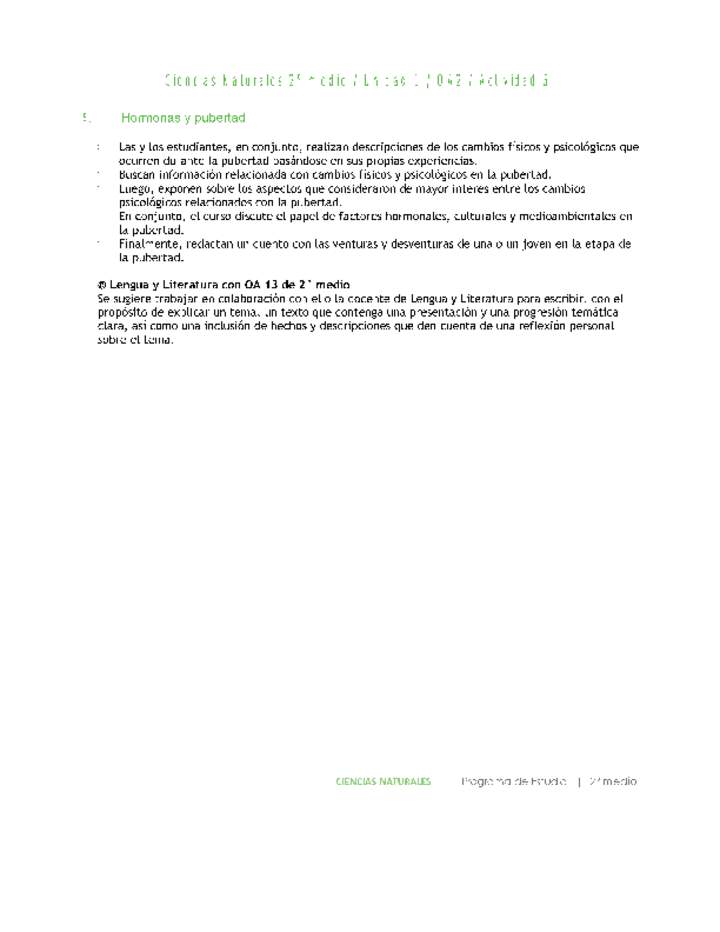 Ciencias Naturales 2 medio-Unidad 1-OA2-Actividad 5 Ciencias Naturales 2 medio-Unidad 1-OA2-Actividad 5