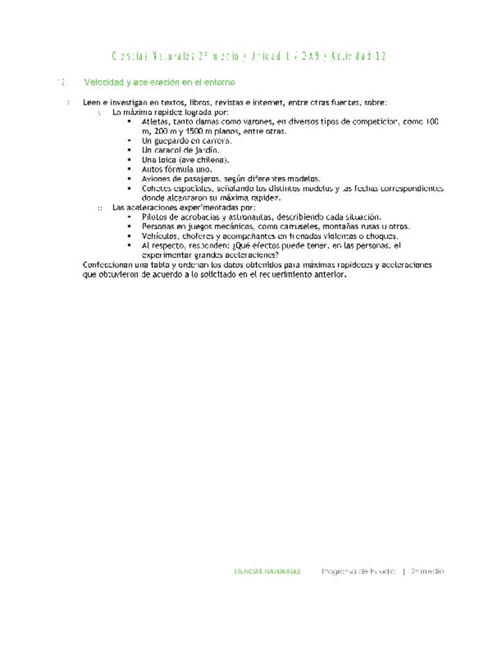 Ciencias Naturales 2 medio-Unidad 1-OA9-Actividad 12 Ciencias Naturales 2 medio-Unidad 1-OA9-Actividad 12