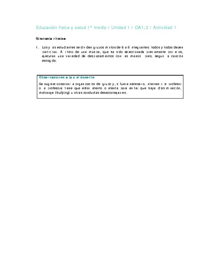 Educación Física 1 medio-Unidad 1-OA1;2-Actividad 1 Educación Física 1 medio-Unidad 1-OA1;2-Actividad 1