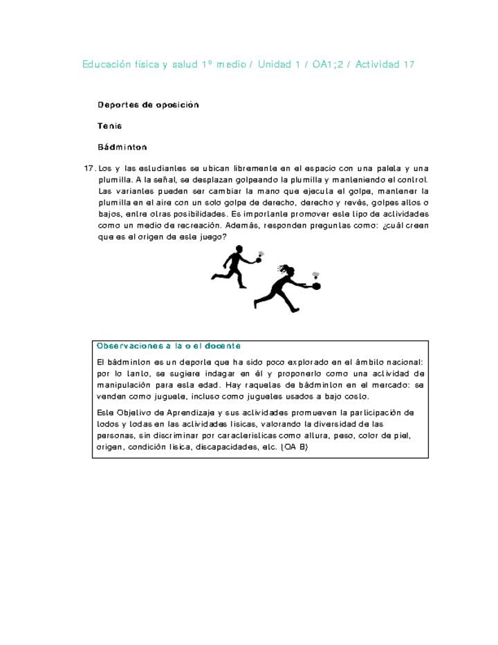 Educación Física 1 medio-Unidad 1-OA1;2-Actividad 17 Educación Física 1 medio-Unidad 1-OA1;2-Actividad 17