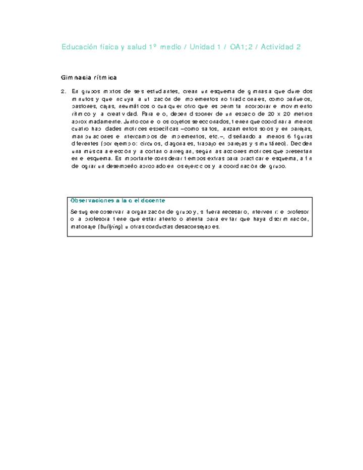 Educación Física 1 medio-Unidad 1-OA1;2-Actividad 2 Educación Física 1 medio-Unidad 1-OA1;2-Actividad 2