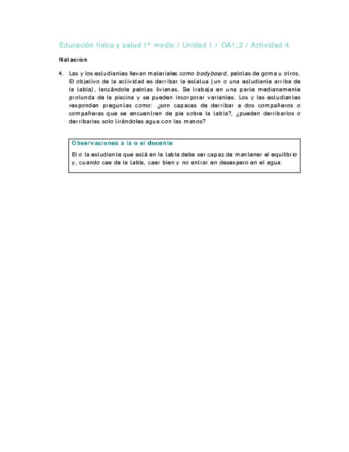 Educación Física 1 medio-Unidad 1-OA1;2-Actividad 4 Educación Física 1 medio-Unidad 1-OA1;2-Actividad 4