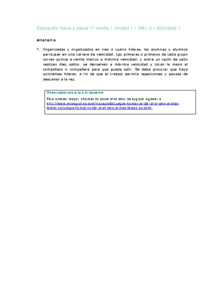 Educación Física 1 medio-Unidad 1-OA1;2-Actividad 7 Educación Física 1 medio-Unidad 1-OA1;2-Actividad 7
