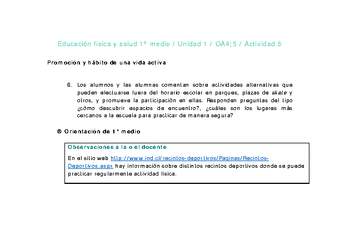 Educación Física 1 medio-Unidad 1-OA4;5-Actividad 6 Educación Física 1 medio-Unidad 1-OA4;5-Actividad 6