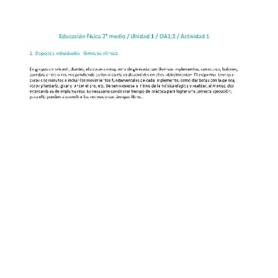 Educación Física 2 medio-Unidad 1-OA1;2-Actividad 1 Educación Física 2 medio-Unidad 1-OA1;2-Actividad 1