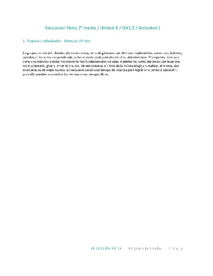 Educación Física 2 medio-Unidad 1-OA1;2-Actividad 1 Educación Física 2 medio-Unidad 1-OA1;2-Actividad 1